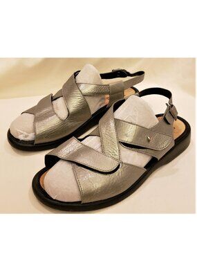 SOLIDUS Germany Natural Plus Comfort Leather Sandals Size-6.5 Gray